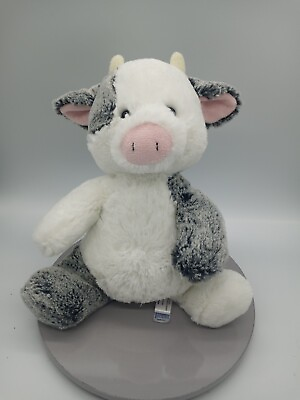 #ad Aurora 10quot; Baby Frosted Gray amp; White Plush Cow Pink Nose Stuffed Animal Toy $14.95