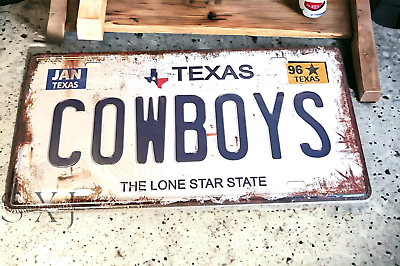 #ad Texas Cowboys License Plate Vintage Lone Star Decor $13.95