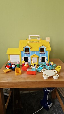 #ad #ad Fisher Price Play Family House. Vintage 1969. With Figures Dog Furniture Car GBP 44.99