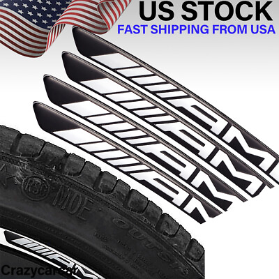 #ad 4pcs Wheel Rim Decal For AMG Sport Automotive Matte Black White Aluminum Sticker $12.99