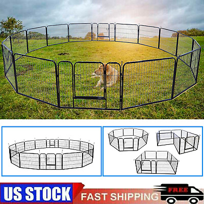 16 Panels Heavy Duty Bold Metal Pet Dog Fence Playpen Kennel Cage Outdoor Indoor $160.99