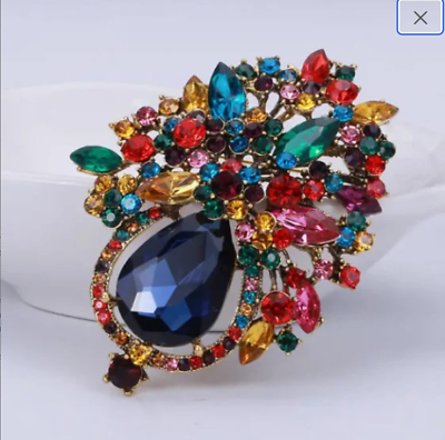 #ad Vintage style rhinestone Brooch Pin Costume Jewelry FAST Free Shipping rainbow $15.99