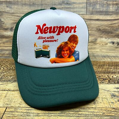 #ad Newport Cigarettes Mens Trucker Hat Green Snapback 1970s Ad Retro Baseball Cap $18.99