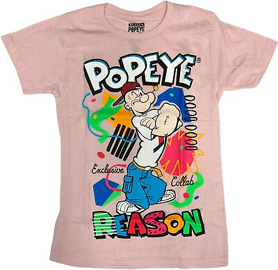 #ad Reason Brand Popeye The Sailor Man Men#x27;s T Shirt Pink $17.95