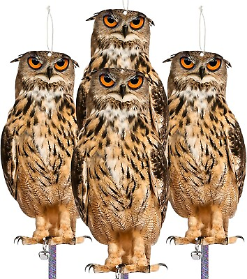 #ad Owl to Keep Birds Away 4 Pack Bird Scare Owl Fake Owl Reflective Hanging Bird $16.98