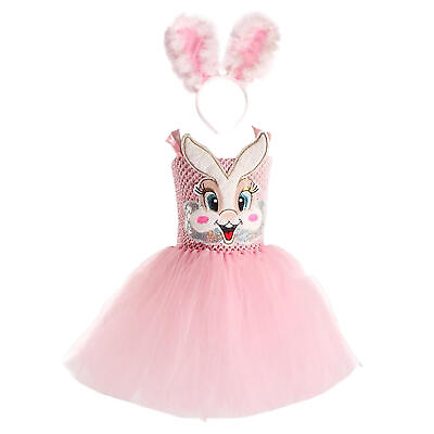 #ad Kids EASTER BUNNY Fancy Dress Costume Pink TUTU EARS TAIL BOW Accessory Set $35.49