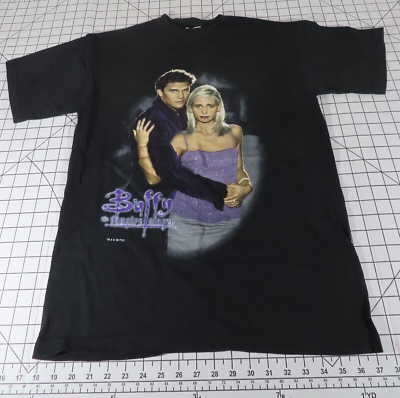 #ad VTG Buffy and Angel Buffy the Vampire Slayer 1998 Black T Shirt Medium Original $129.96