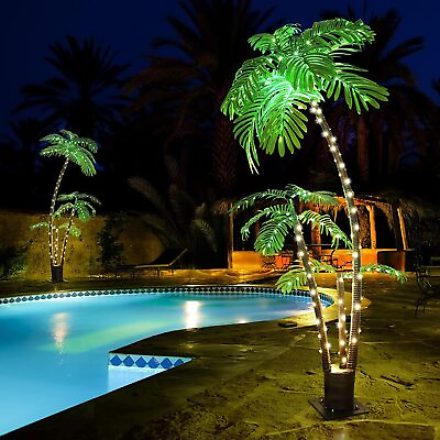 #ad Artificial Lighted Palm Tree LED Lights Decoration 6ft for Home Patio Party Xmas $46.99
