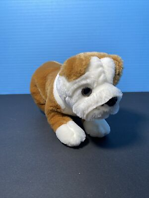 #ad Animal Alley Plush Dog English Bulldog Toy R Us Puppy Brown White Stuffed Animal $3.89