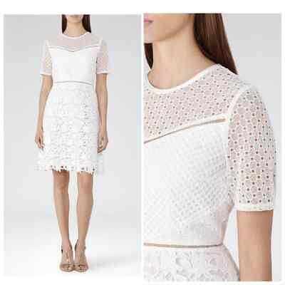 #ad New Reiss Heather Mix Lace White Dress Mini Women#x27;s Size 10 $75.00