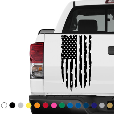 #ad American Flag Tailgate Distressed Decal for Tattered Pickup Trucks Vinyl V5 $38.95