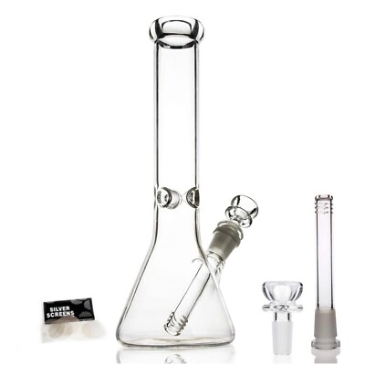 #ad 10 inch Heavy Glass Bong Water Pipe Smoking Bong Beaker 14mm Bowl hookah USA $17.99