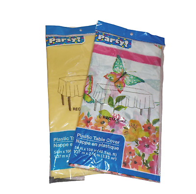 #ad Party Plastic Tablecloths Yellow amp; Butterflies 54quot; x 108quot; New in Package $4.99