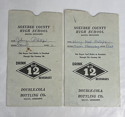 #ad Macon Mississippi 1964 Double Cola Bottling Company Report Card Covers with Card $24.99