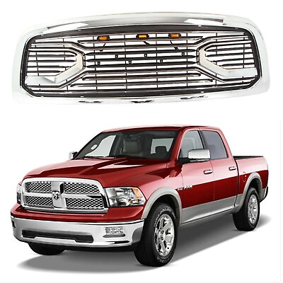 #ad Chrome Front Grille For 2009 2012 Dodge RAM 1500 Grill Wtih Letters and LEDs $259.88