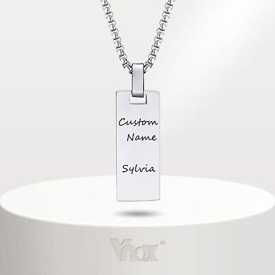 #ad Vnox Free Personalized Custom Name Bar Necklaces for MenMinimalism Pendant $9.99