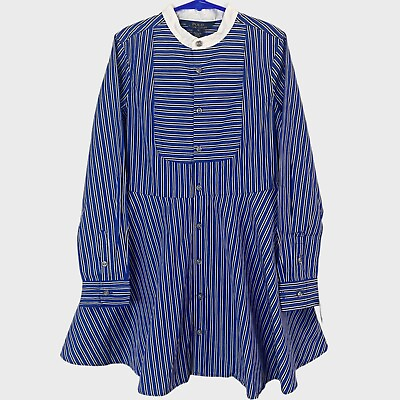 #ad Ralph Lauren Blue amp; White Striped Poplin Shirt Dress Cotton Girl#x27;s Size 10 New $29.99