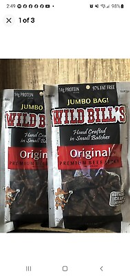 #ad Wild Bills Hickory Smoked Premium Beef Jerky 2 Jumbo Bags SEALED $29.99