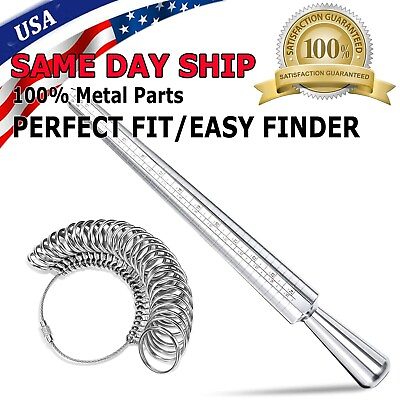 #ad Metal Ring Sizer Gauge Mandrel Finger Sizing Measure Stick Standard Jewelry Tool $4.75