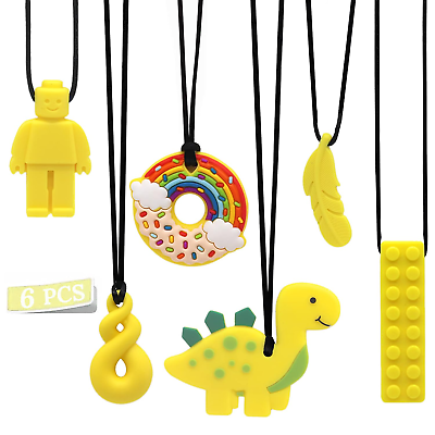 #ad 6 Pcs Sensory Chew Necklace for Autism Teething Anxiety Biting Needs Sore... $17.99