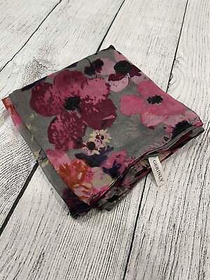 #ad GERINLY Scarf Pink Grey Lightweight Floral Print Shawl Wrap B10 $18.00