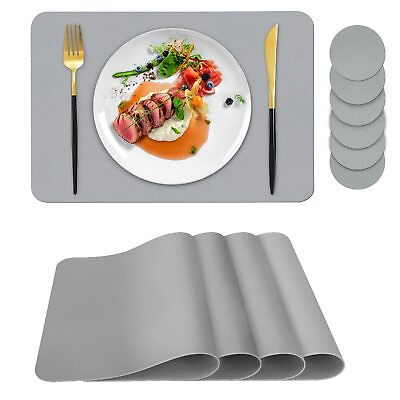 #ad Placemats Set of 4 Placemat with Coasters Heat Stain Scratch Resistant Non Sl... $28.94
