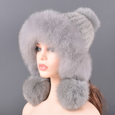 #ad Natural Mink Fur Women Knitted Lining Hand woven Fashion Warmth Pompom Winter $93.61