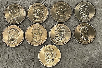 #ad 9 DIFFERENT PRESIDENTIAL $1 ONE DOLLAR COINS 6 PHIL.MINT 3 DENVER MINT A11 $18.00