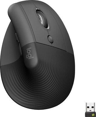 #ad Logitech Lift Vertical Ergonomic Mouse Wireless 4 Customizable Buttons Graphite $45.99