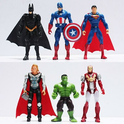 #ad 6pcs lot Marvel DC Figures Super Hero Movie Batman Iron Man Superman Thor $15.99