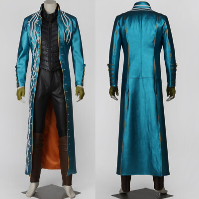 #ad Game Devil May Cry Vergil Cosplay Outfit Blue Jacket Full Set Costume $198.00