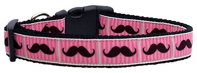 #ad Pink Striped Moustache Ribbon Dog Collars $31.05