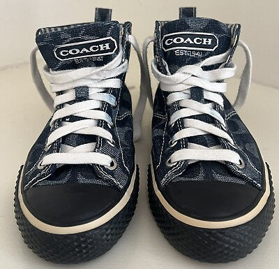 #ad NWOB Coach Logo High Tops In Navy Size 6 $60.00