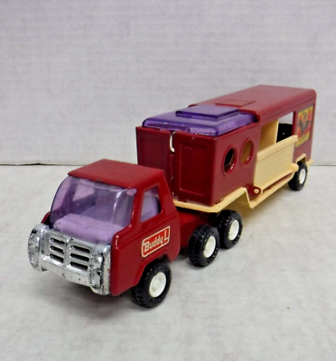 #ad Red Horse Hauler Semi Truck Trailer Buddy L Vintage 10quot; Diecast 011824AST B $15.49