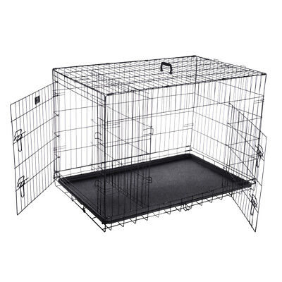 #ad Pet Trex 42quot; Folding Double Door Pet Crate Kennel Cage For Dogs Cats Rabbits $85.96