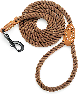 #ad Dog Leash Braided Cotton Rope Dog Leashes with Leather Tailor Tip 4 Feet Dog $19.63