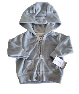 #ad Carter#x27;s Baby Infant Boys Blue Hooded Soft Jacket with Ears NWT 3 Months $10.20