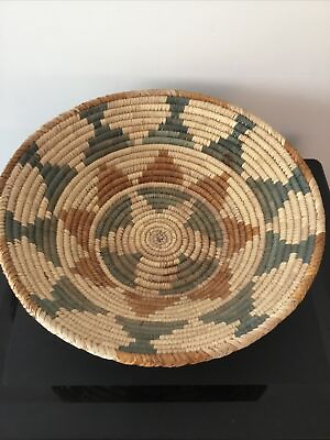 #ad VTG Hand Woven Coiled Basket African? Native American? 12” Diameter 3.5” Tall $26.00