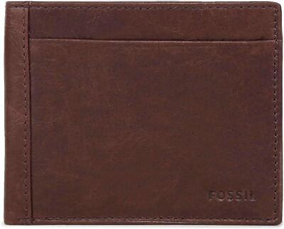 #ad Fossil Men#x27;s Neel Bifold RFID Leather Wallet with Flip ID Window Brown $37.99