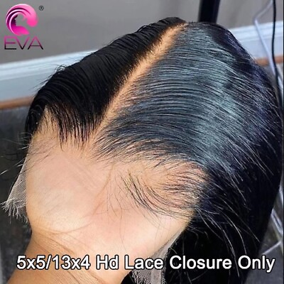 #ad 5x5 Hd Lace Closure 13x4 LaceFrontal Closure Hand Tied Human Hair Free Part $78.86