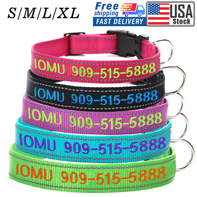 #ad #ad USA Personalized Custom Embroidered Nylon Dog Collar Adjustable Name Number pet $10.98