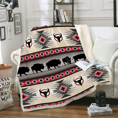 #ad Southwest Native American Throw Indian Tribal Aztec Ultra Soft Cozy Blanket New $36.52