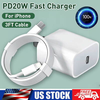 #ad 20W Super Fast Charger with 3FT USB C Cable for apple iphone 14 13 12 11 XR 8 7 $3.89