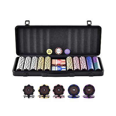 #ad VEVOR 500 Piece Poker Chip Set with Case Texas Holdem Cards 14g Casino Chips $99.99