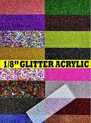 #ad #ad 1 8quot; 3mm Glitter Solid Cast Acrylic Sheets Double Sided Laser Cutting Ready $5.99