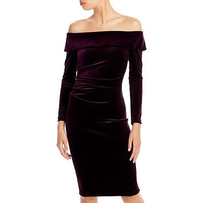 #ad Aqua Womens Purple Velvet Off the shoulder Soft Evening Dress 4 BHFO 8316 $17.99