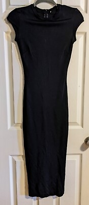 #ad Zara Black Midi Dress XS S Bodycon Cap Sleeve Classic Chic Cocktail Party $34.99