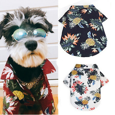 #ad Summer Pet Dog Cat Shirts Costume Puppy Blouse Shirt Hawaiian Shirt Clothes $8.20
