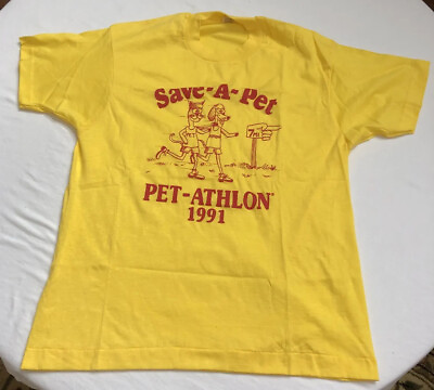 #ad Save A Pet Pet Athlon Race T Shirt Short Sleeve Unisex Size L Dog Cat Running $8.96