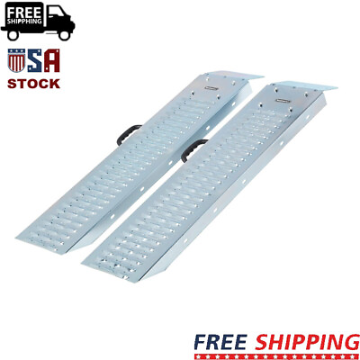 #ad Loading Ramps Skid Resistant Tread Portable ATVs Motorcycles Mowers Steel Silver $46.99